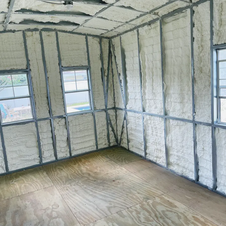 Closed-cell spray foam insulation applied to wall cavities in a residential project in Castle Shannon